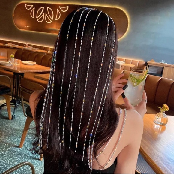 Accessories - Rhinestone Hair Chains - Sparkling Crystal Strands